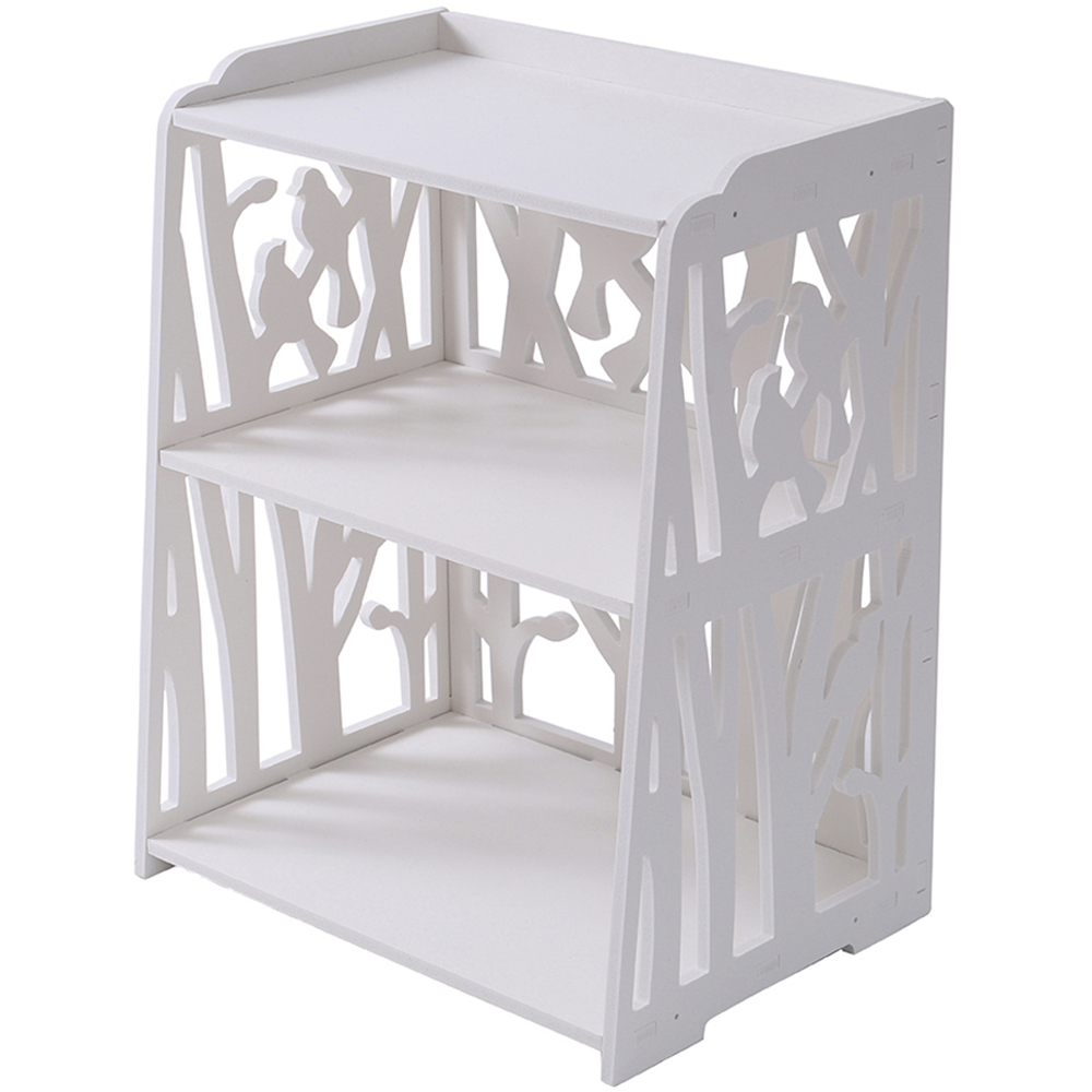 Living and Home White Rustic Small Bedside Table Image 2