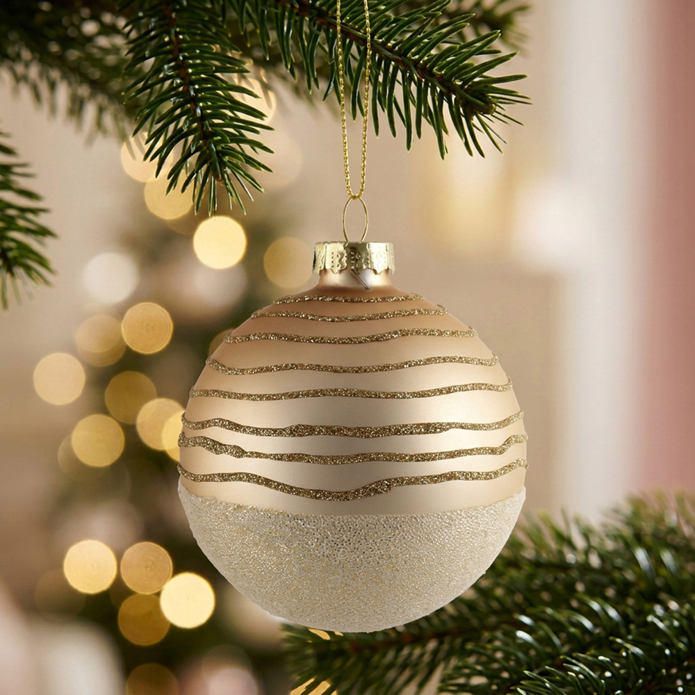 Champagne & Gold Striped Bauble - Gold Image 6