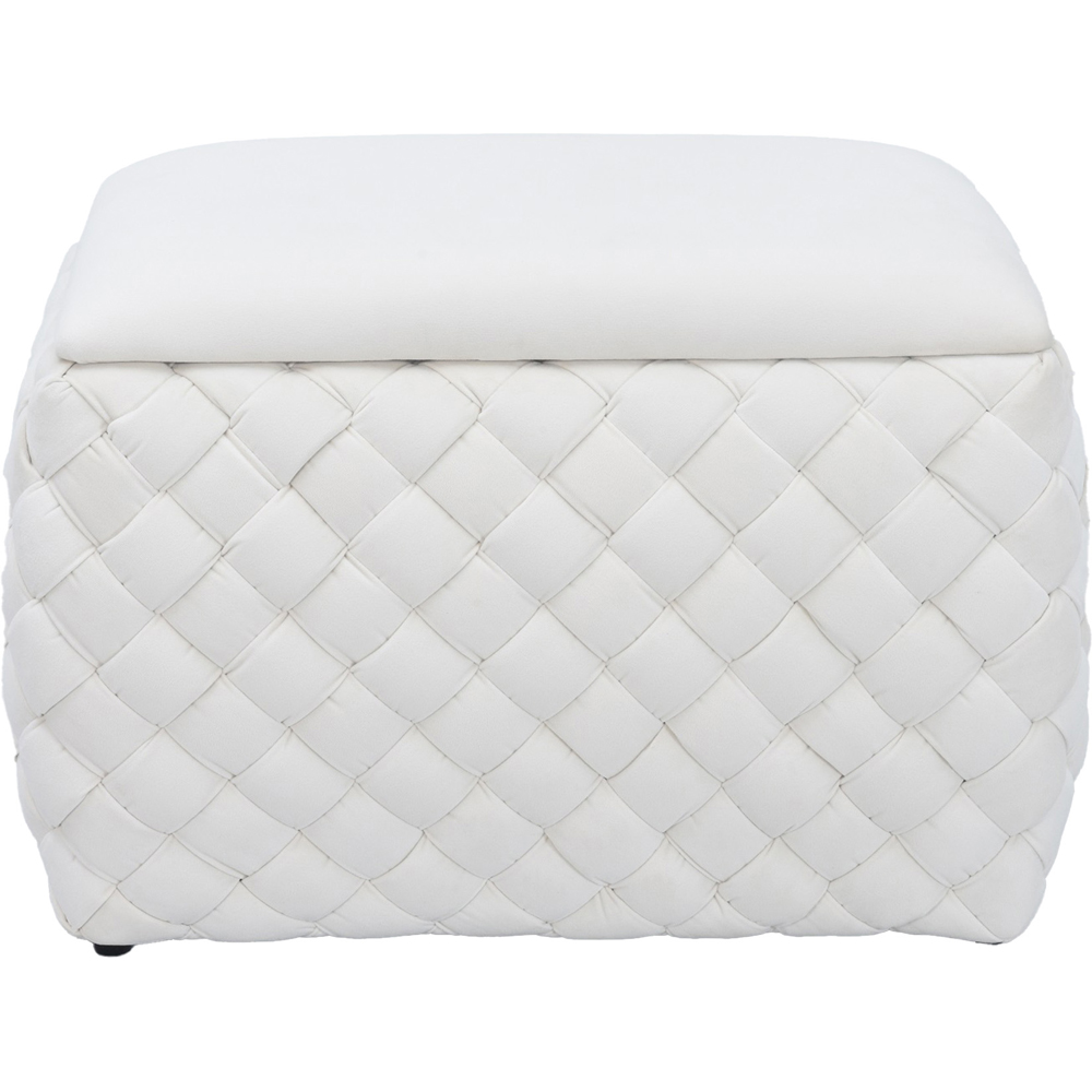 Artemis Home Plumeo Cream Velvet Storage Ottoman Image 4