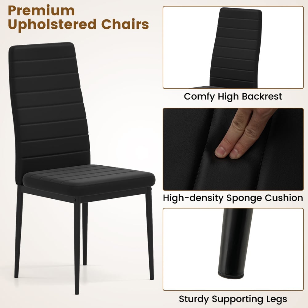 Costway 4 Seater Dining Table Set Black Image 7