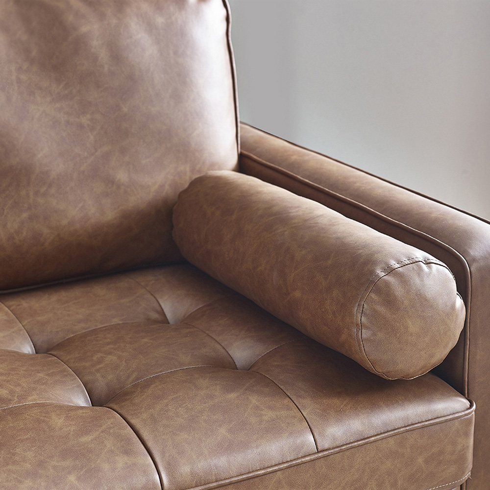 Julian Bowen Henley 2 Seater Brown Faux Leather Sofa Image 6