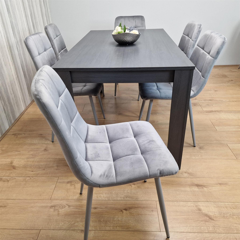 Portland 6 Seater Dining Set Dark Grey and Grey Image 5