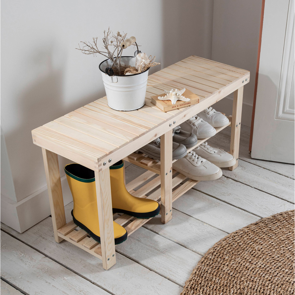 Noa and Nani Einar Natural Pine Small Pine Shoe Rack Image 2