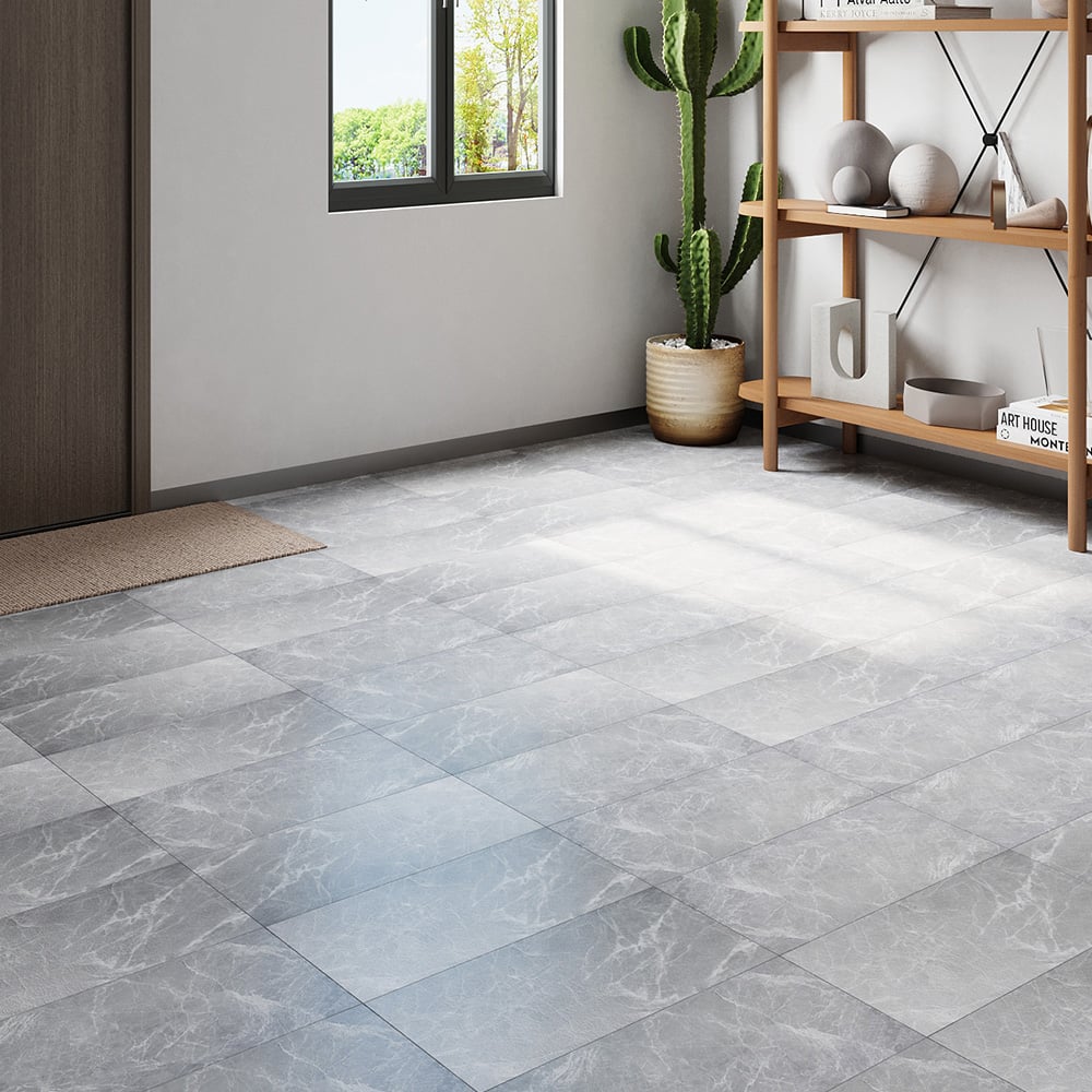 Living and Home Realistic Stone Texture Light Grey Marble PVC Self Adhesive Flooring 28 Pack Image 7