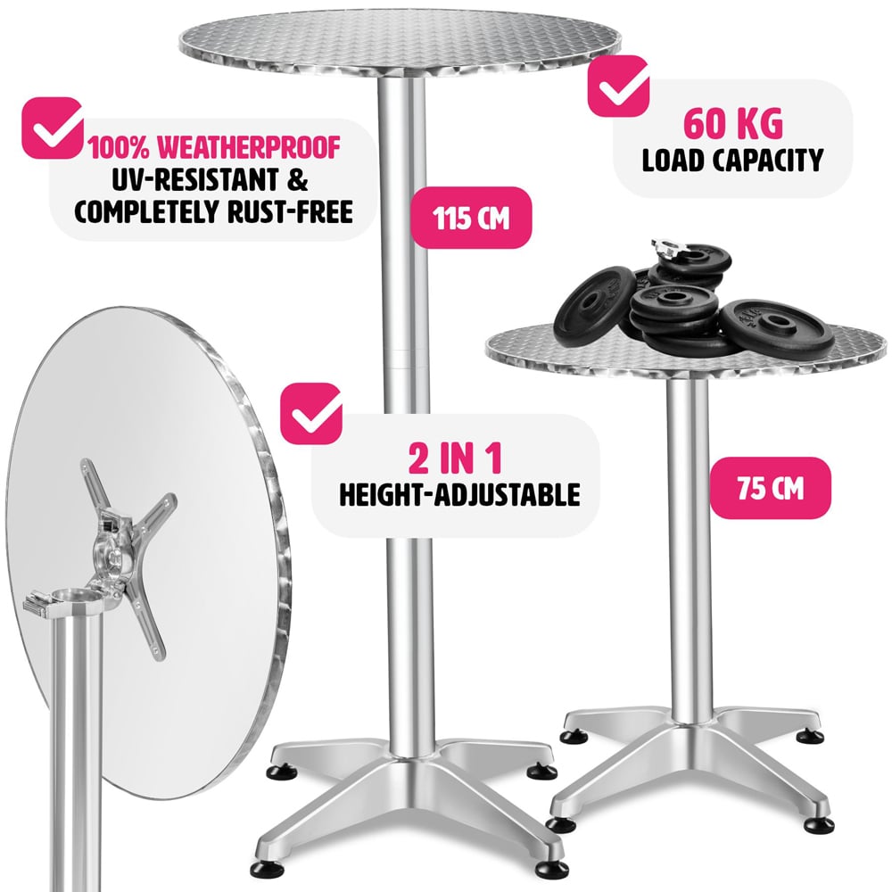 tectake Foldable and Adjustable Aluminium Bar Table Image 4
