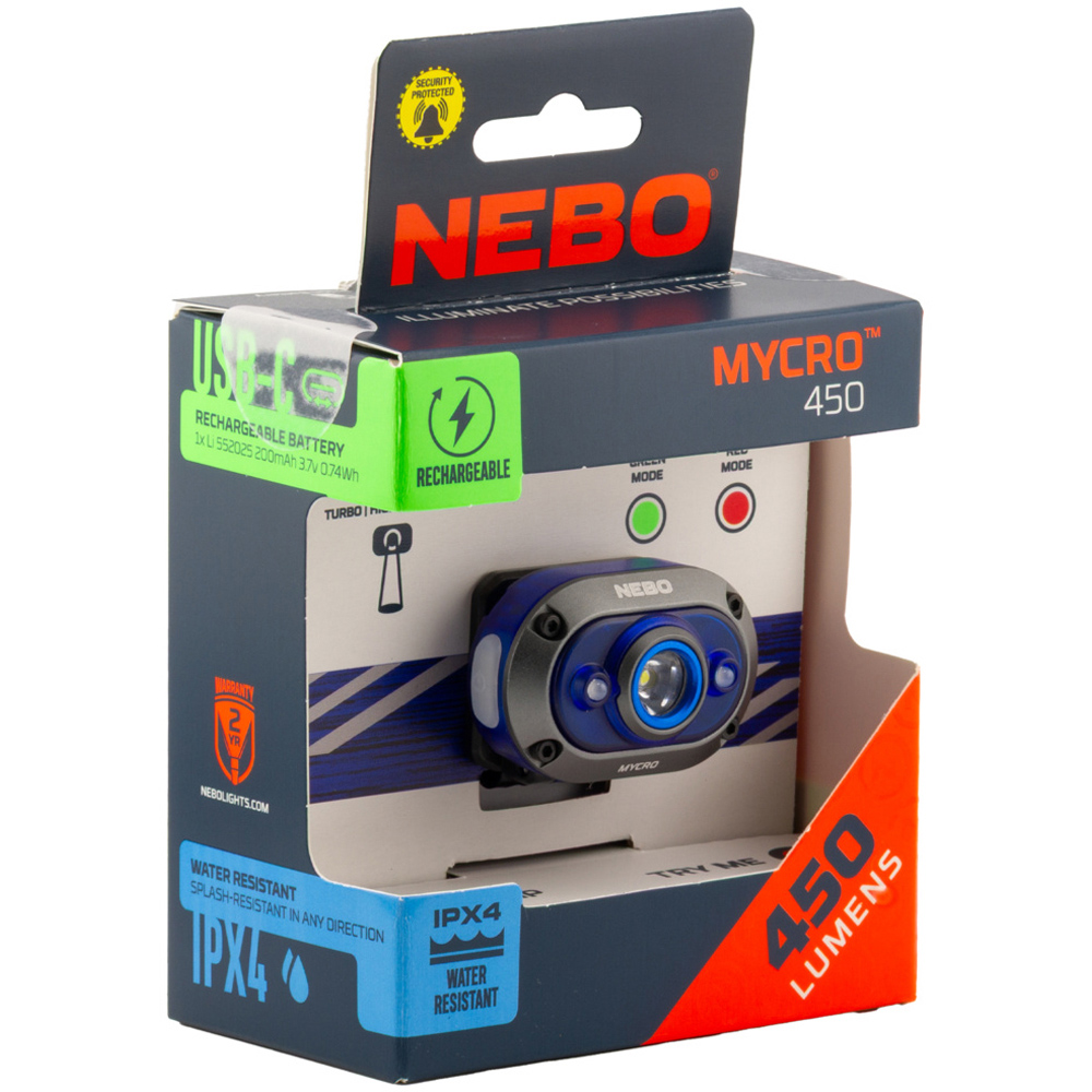 Nebo Mycro 450 2-in-1 450 Lumens Blue Rechargeable Detachable Headlamp and Cap Light Image 2