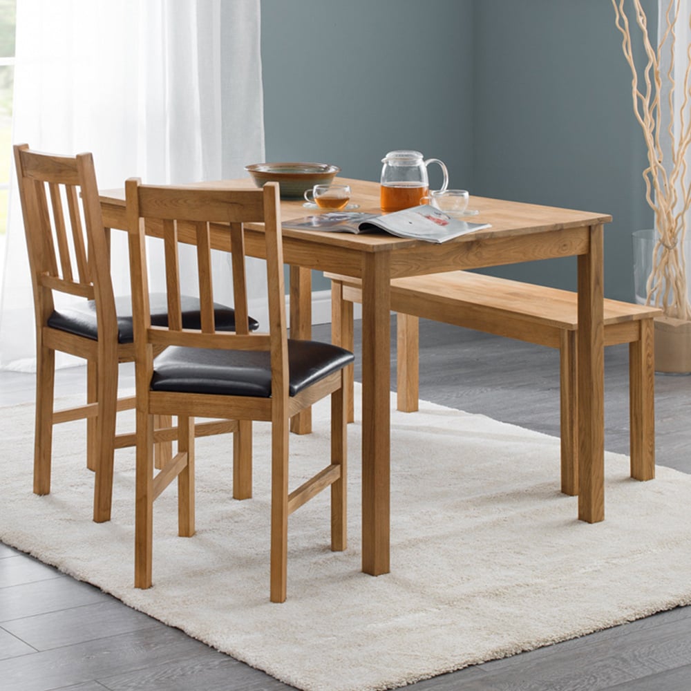 Julian Bowen Coxmoor 4 Seater Oak Rectangular Table Bench Set Image 1