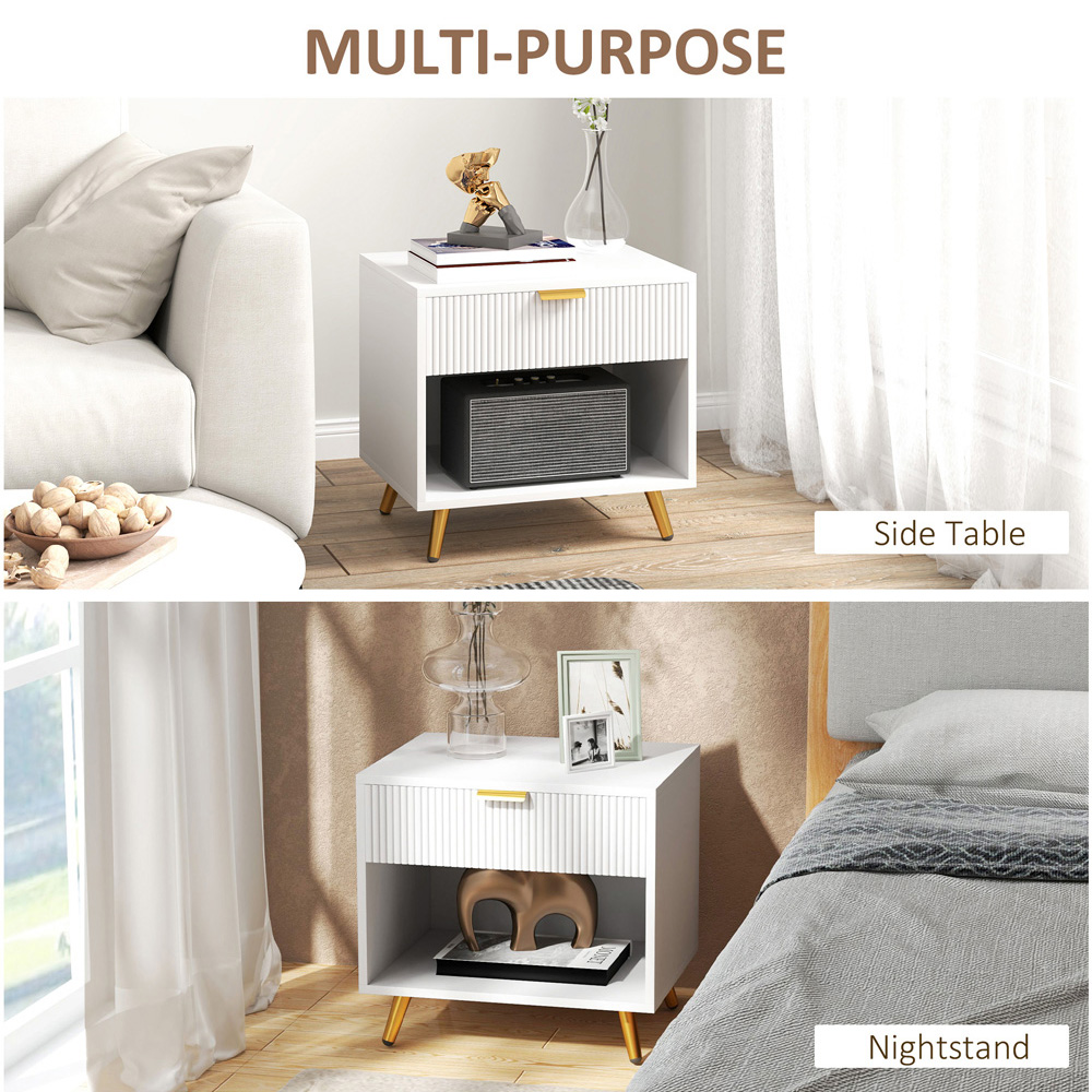 Portland Single Drawer Single Shelf White Bedside Table Image 6
