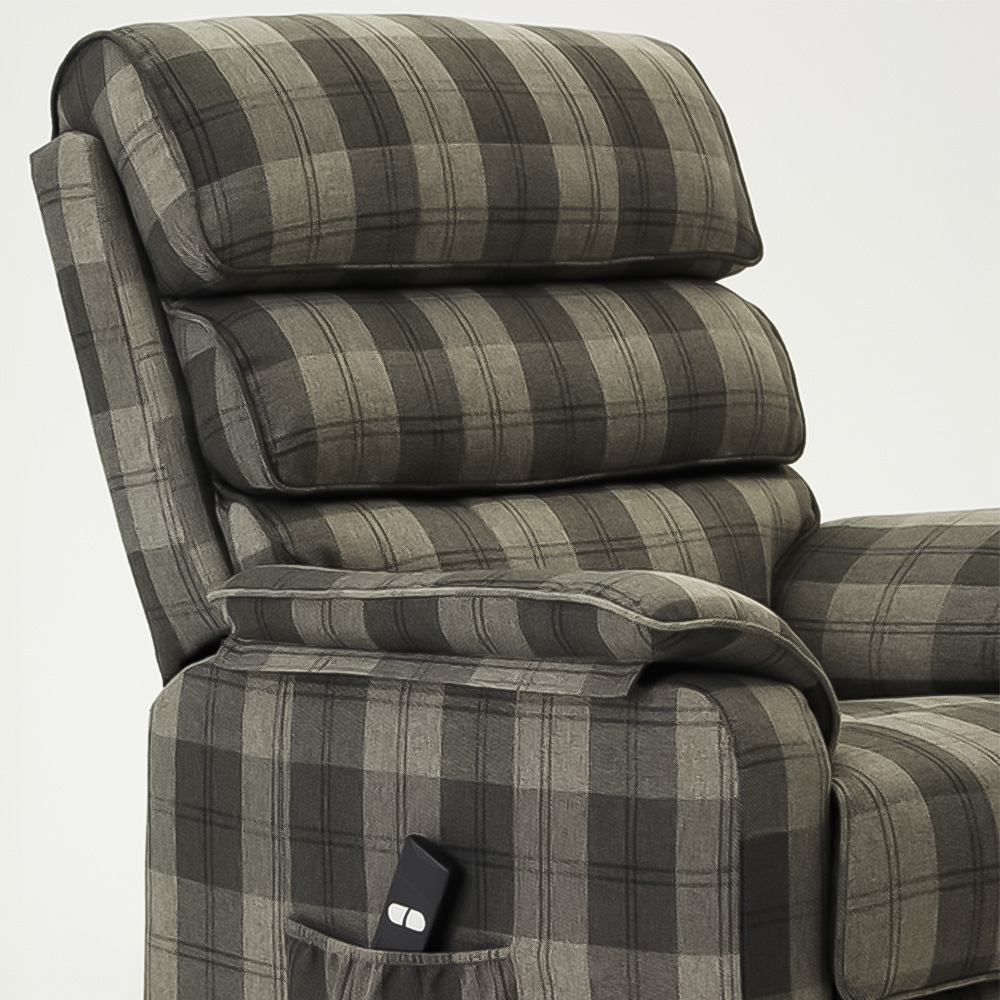 Home Detail Blair Grey Tartan Electric Recliner Chair Image 3