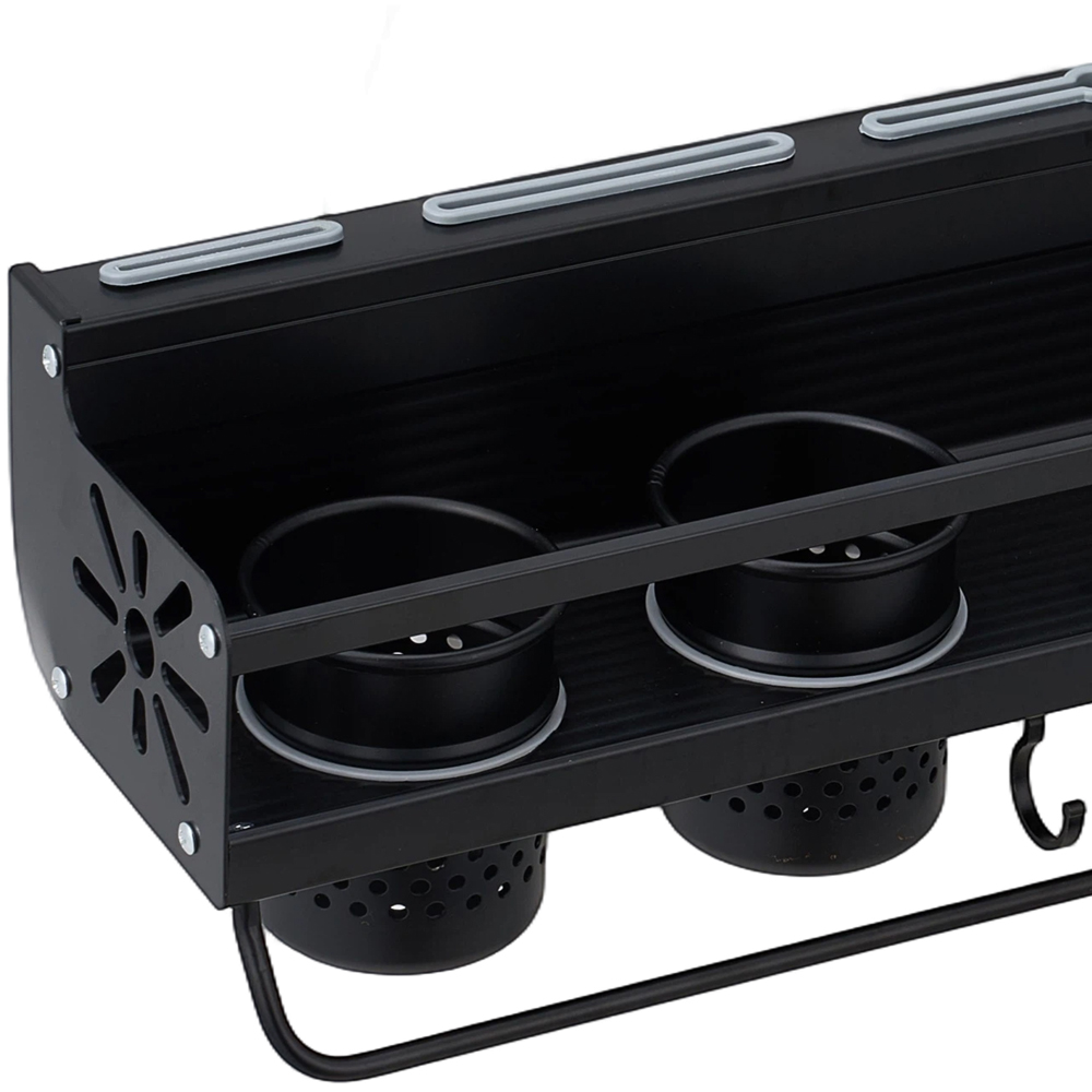 Living and Home Black Aluminium Kitchen Storage Rack with Knife Holder 49.2cm Image 4
