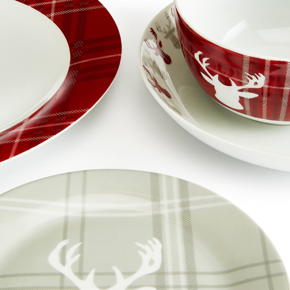Waterside Red and Grey Highland Stag Porcelain 30 Piece Dinner Set Image 4