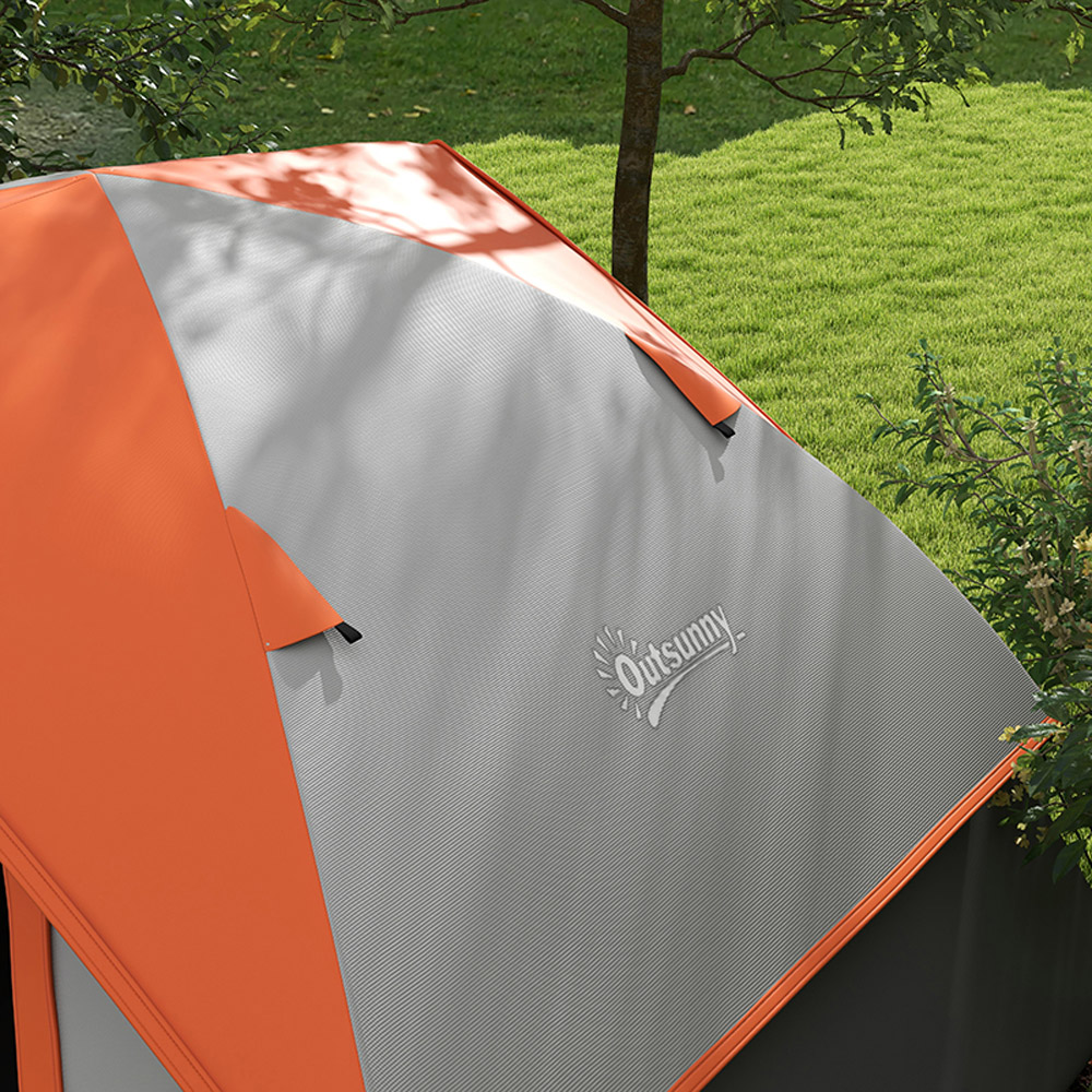 Outsunny 2 Person Waterproof Camping Tent with Sewn-in Groundsheet Orange Image 4