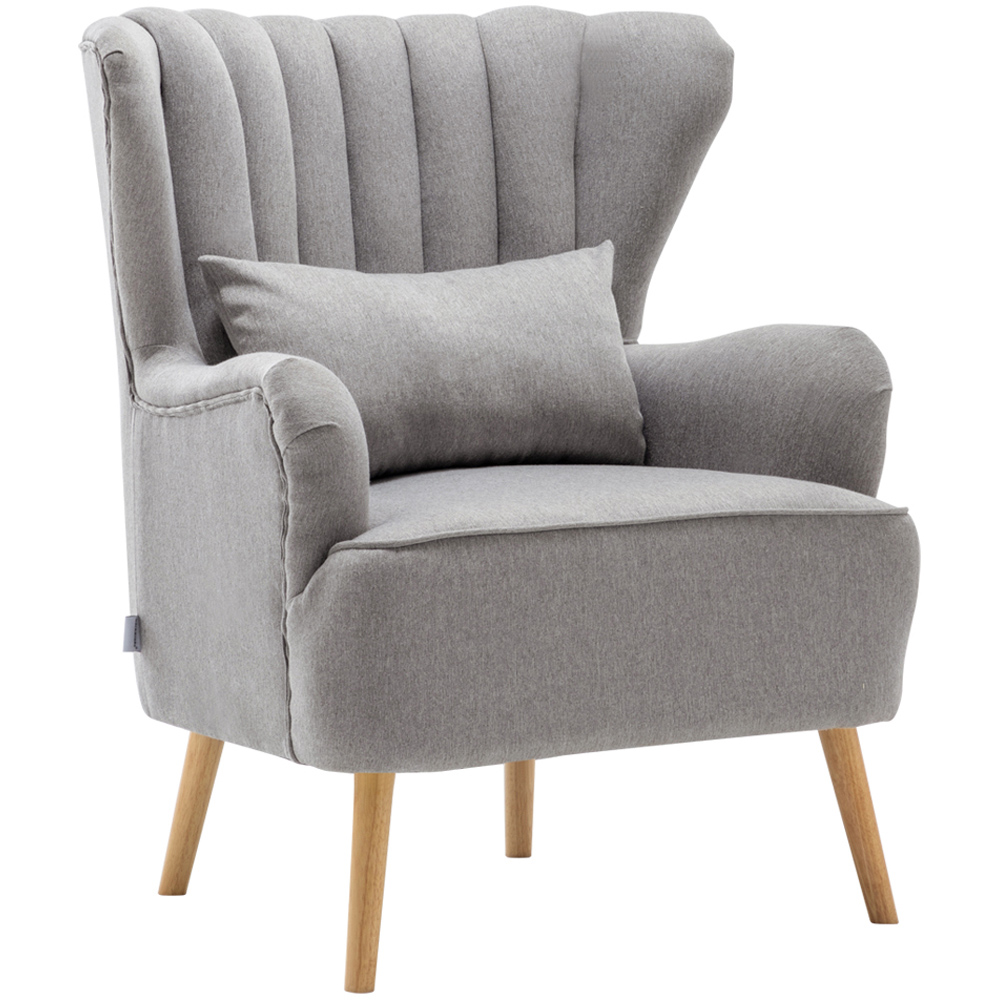 Living and Home Grey Modern Wing Back Armchair with Footstool Image 2