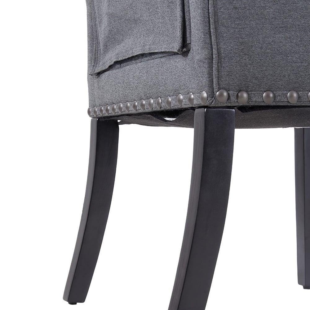Living and Home Grey Vintage Nailhead Tufted Dining Chair Image 8