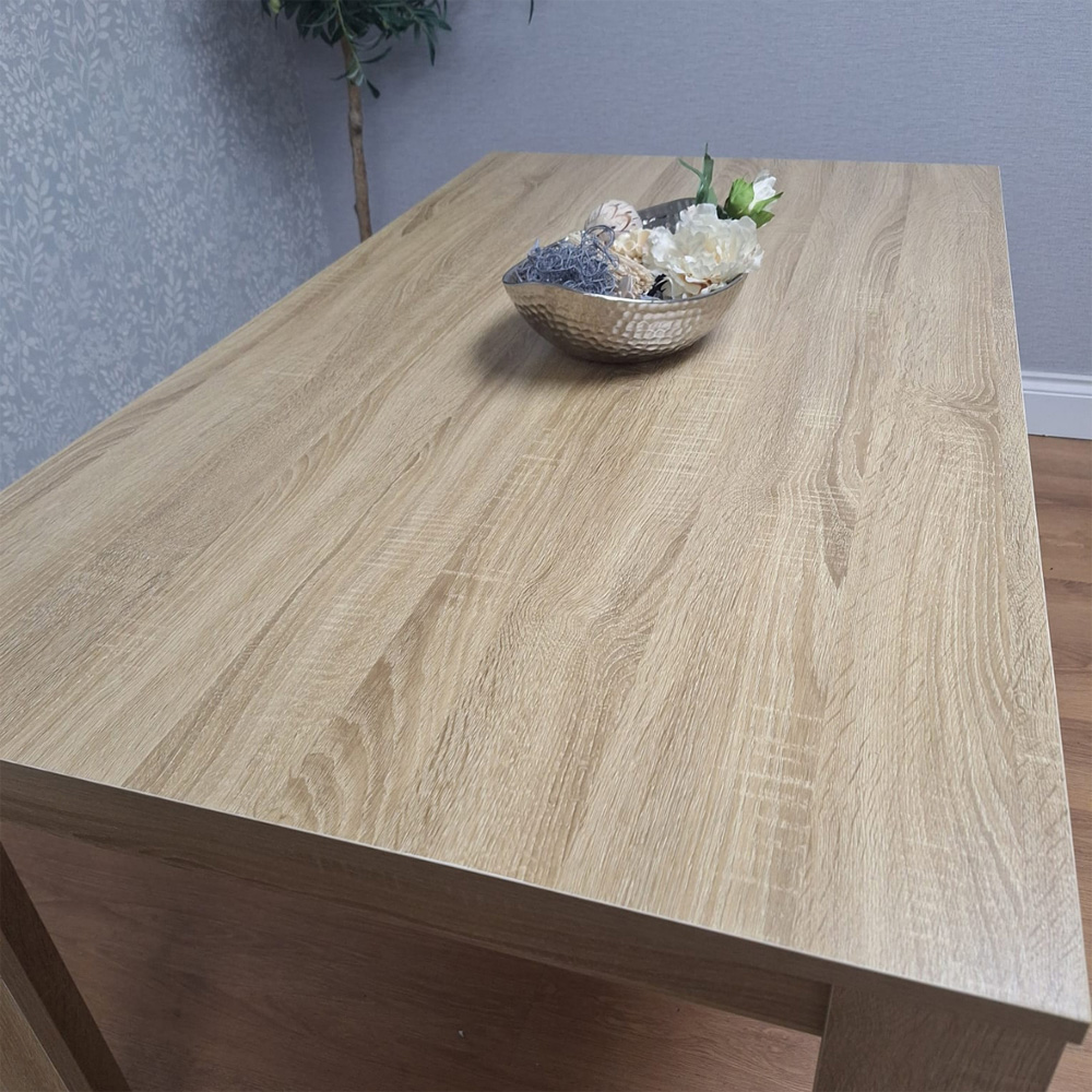 Portland 4 Seater Wooden Dining Bench Set Oak Effect Image 4