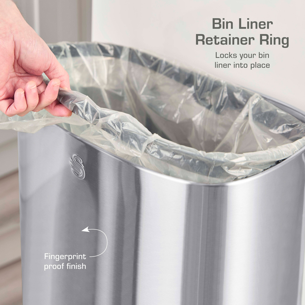 Swan Silver Stainless Steel Rectangular Sensor Bin 80L Image 6