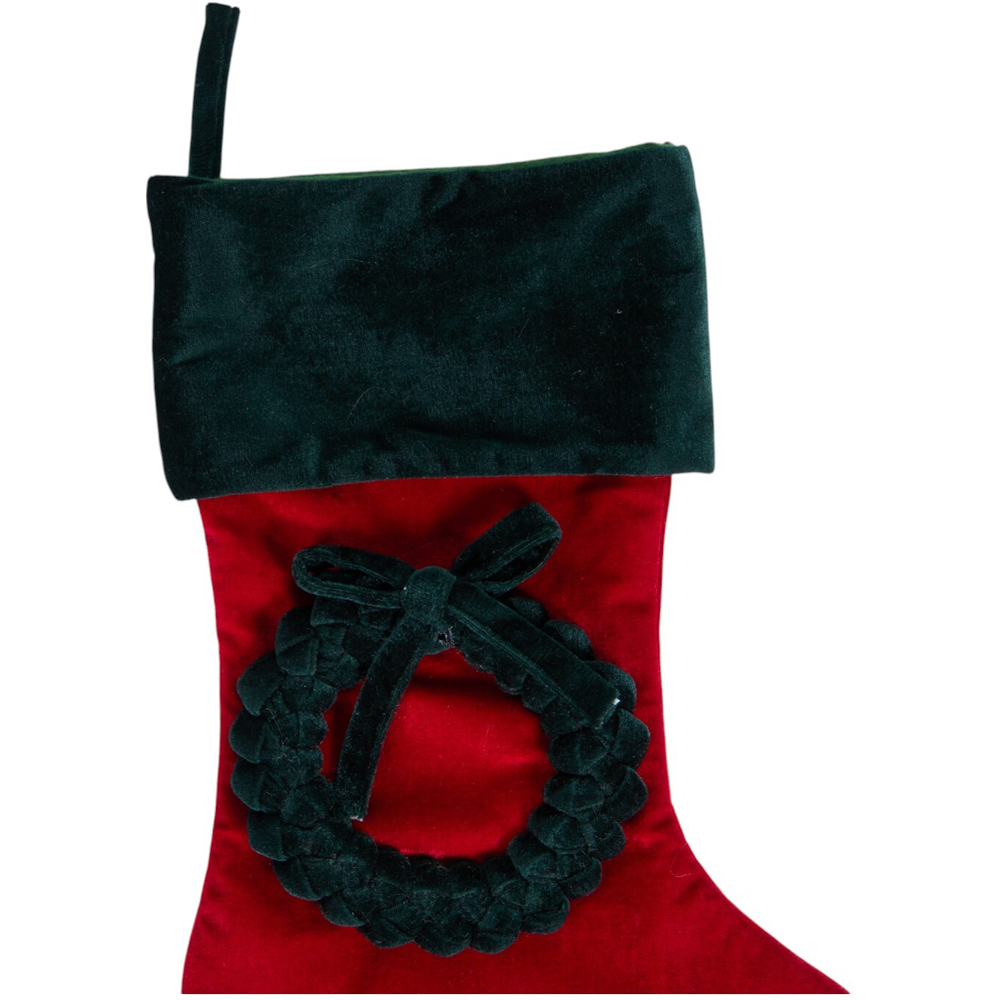 Traditional Wreath StockingRed and Green Image 2