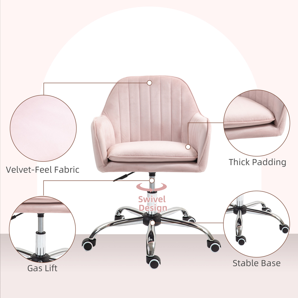 Portland Pink Swivel Office Chair with Adjustable Height Image 5