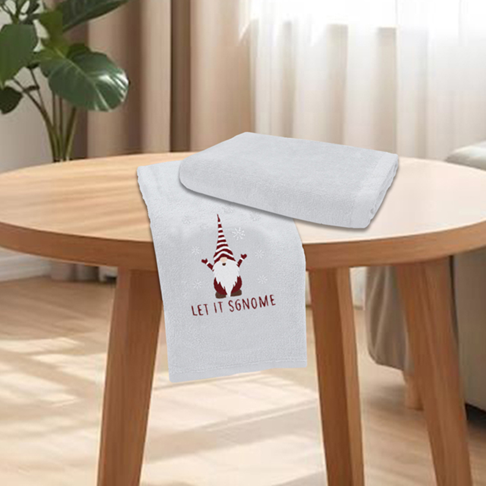 Noel Square Xmas Gonks White Hand Towel 2 Pack Image 2