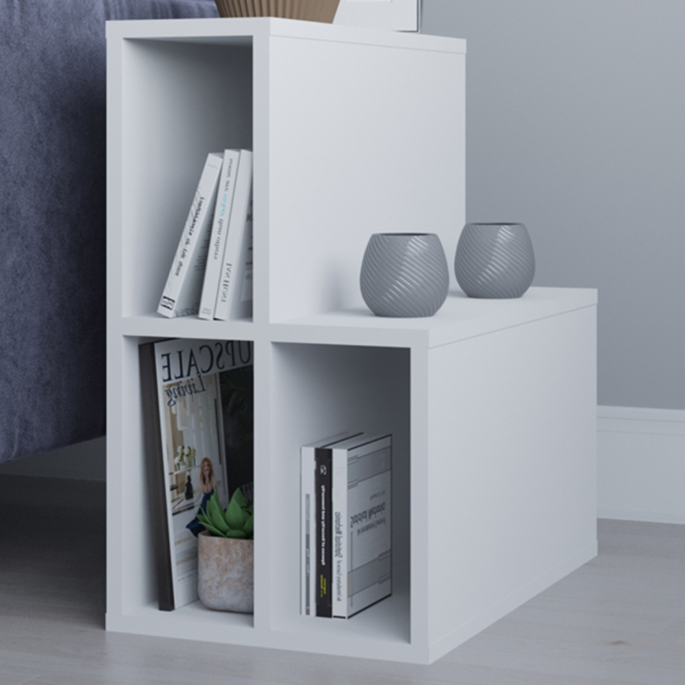 Decorotika Lemont 4 Shelf White Side Table Image 1