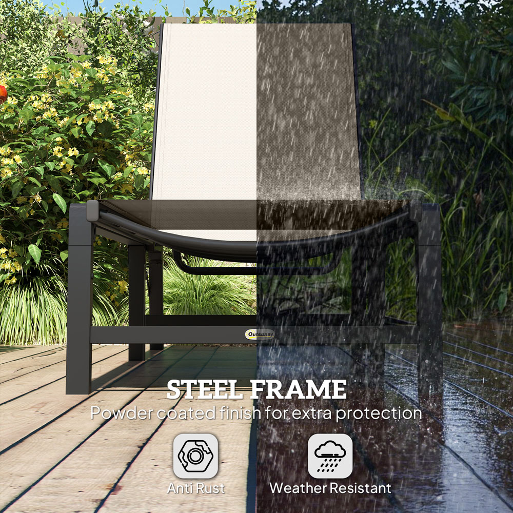 Outsunny Khaki 5 Level Adjustable Folding Sun Lounger Image 5