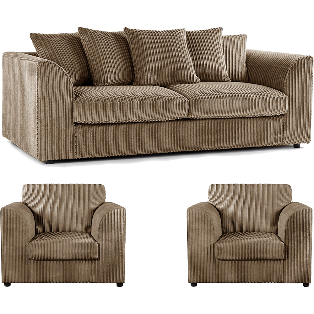 Luxor 5 Seater Coffee Jumbo Cord Scatter Back Sofa Suite Image 2