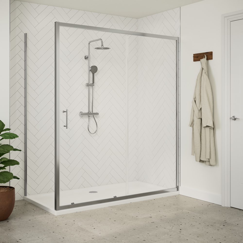 Bathstore Deluxe 45mm White Rectangular Shower Tray with Chrome Waste 1800 x 800mm Image 2