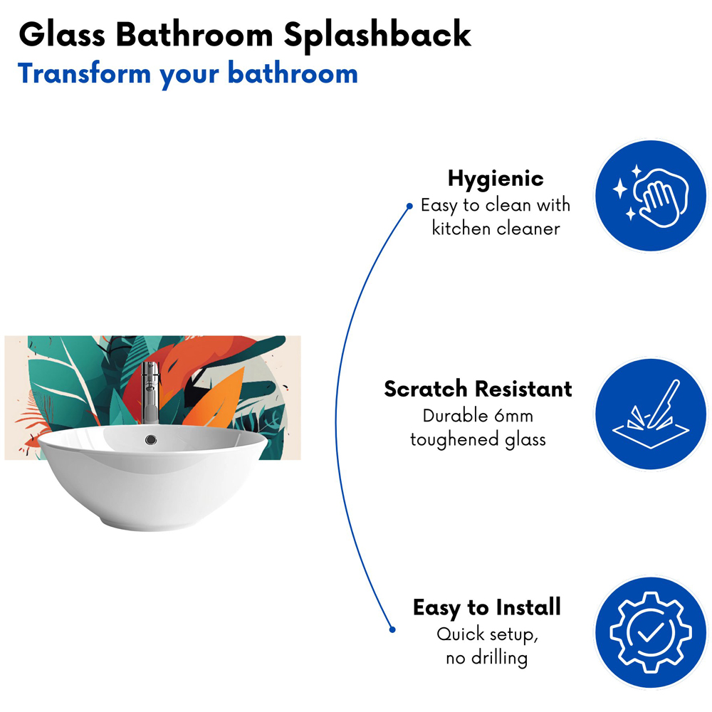 Warren Reed Designer Green Orange Tropical Leaves Glass Bathroom Splashback 25 x 60cm Image 4