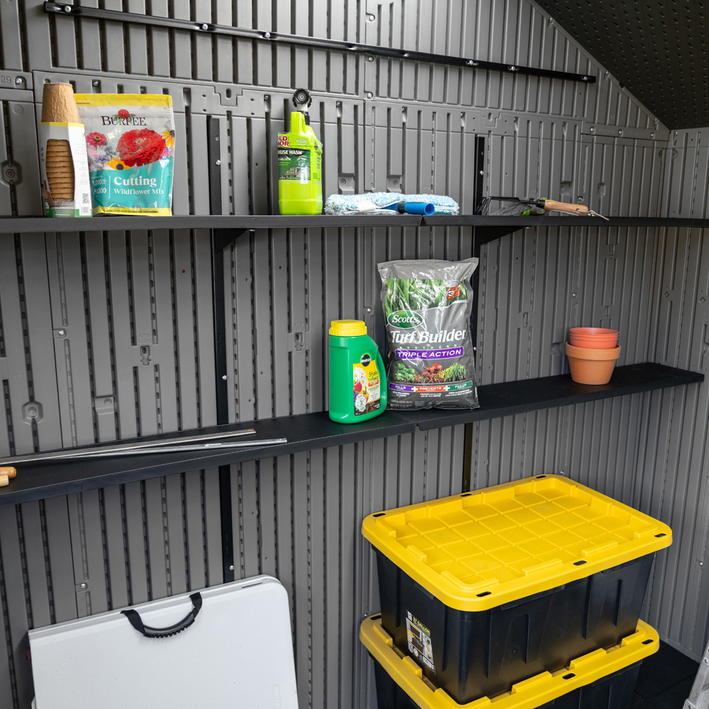 Lifetime Products 15 x 8ft Double Door Dual Entry Grey Garden Storage Shed Image 6