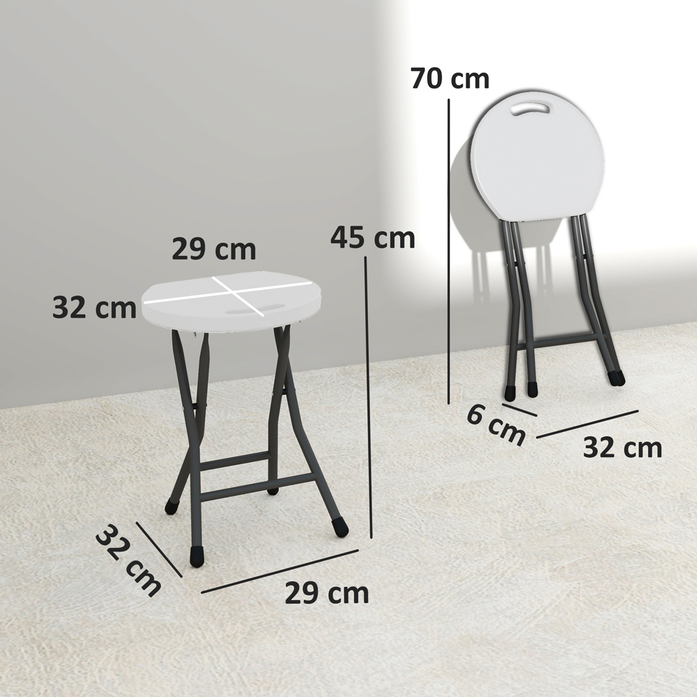 Outsunny White Folding Stool Set of 4 Image 7