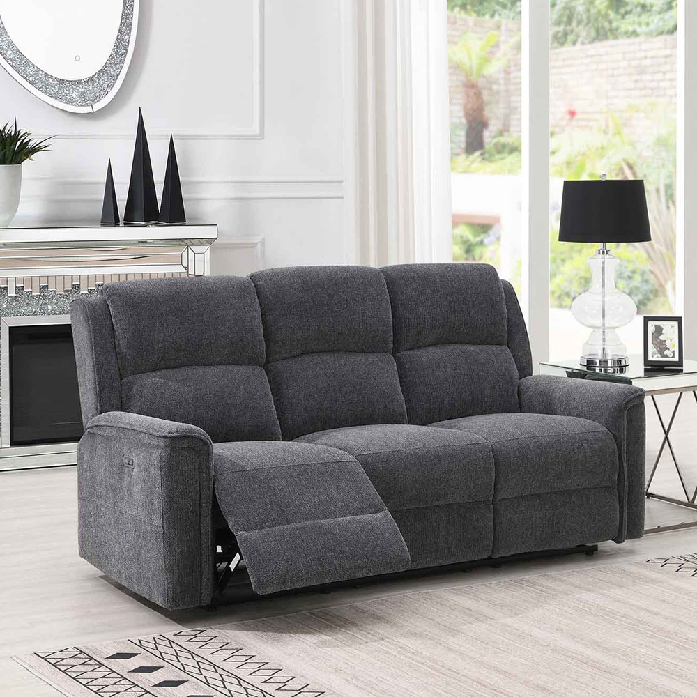 Eastside 3 Seater Dark Grey Power Recliner Sofa Image 4