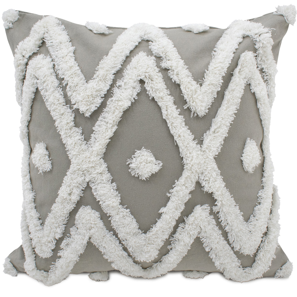 Intimates Bergen Tufted Grey Filled Cushion 43 x 43cm 2 Pack Image 1