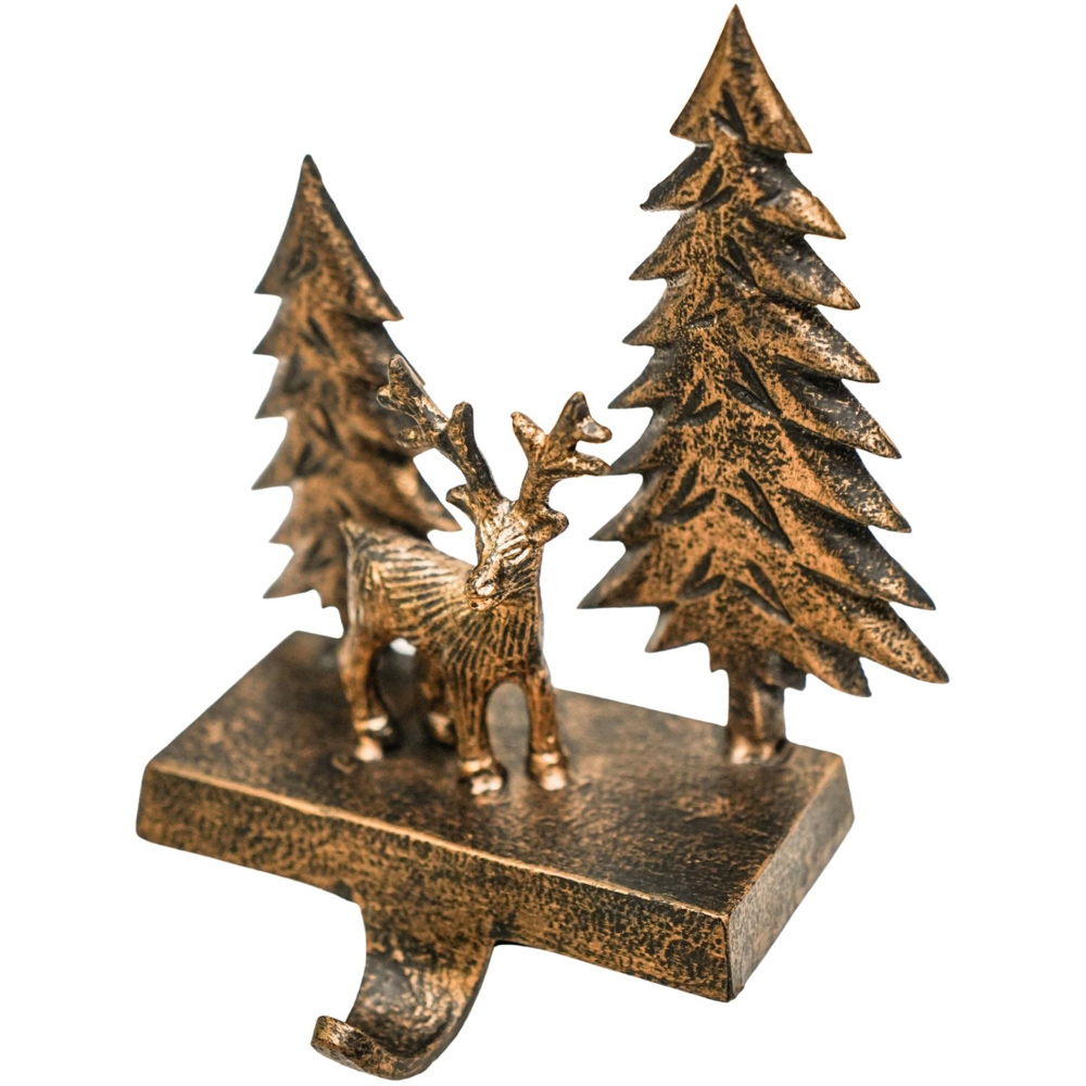 Ivyline Antique Brass Deer Scene Christmas Stocking Holder 19 x 15cm Image 3