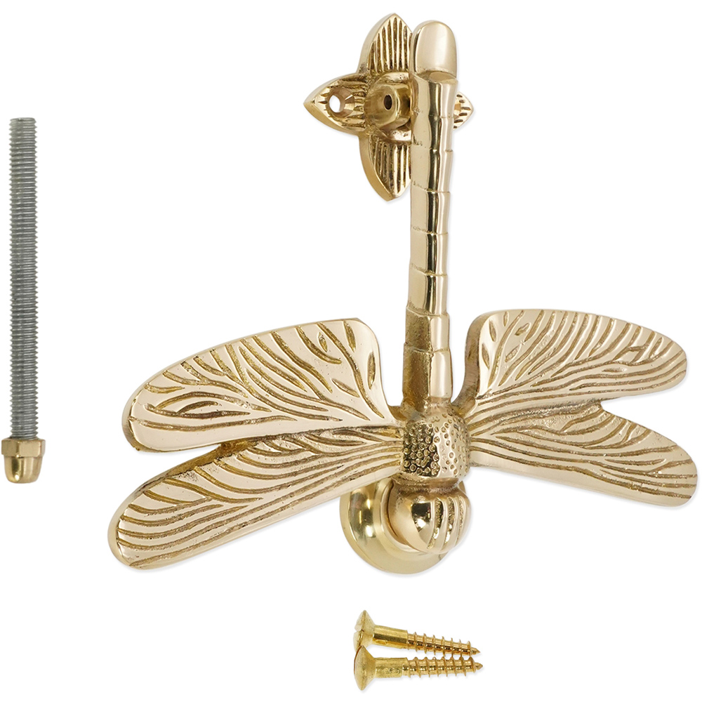 Spira Brass Polished Brass Dragonfly Door Knocker Image 4