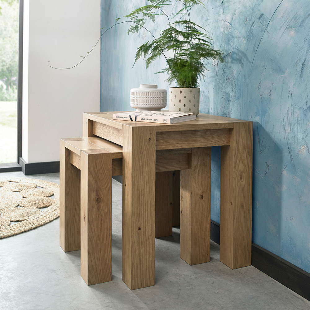 Bentley Designs Turin Light Oak Nesting Table Set of 2 Image 4