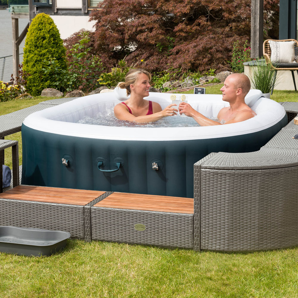 Lay-Z-Spa 2 Door 2 Shelf Grey Square Rattan Spa Surround 188cm Image 2