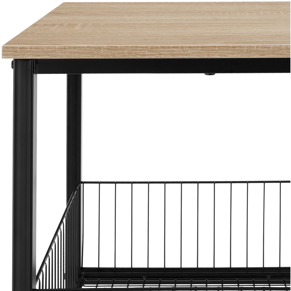 tectake Grimsby Light Wood Oak Sonoma Bedside Table with Mesh Basket Image 6