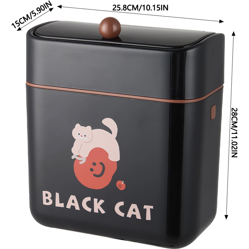 Living and Home Black Cat Print Hanging Kitchen Bin with Lid 28 x 26 x 15cm Image 8