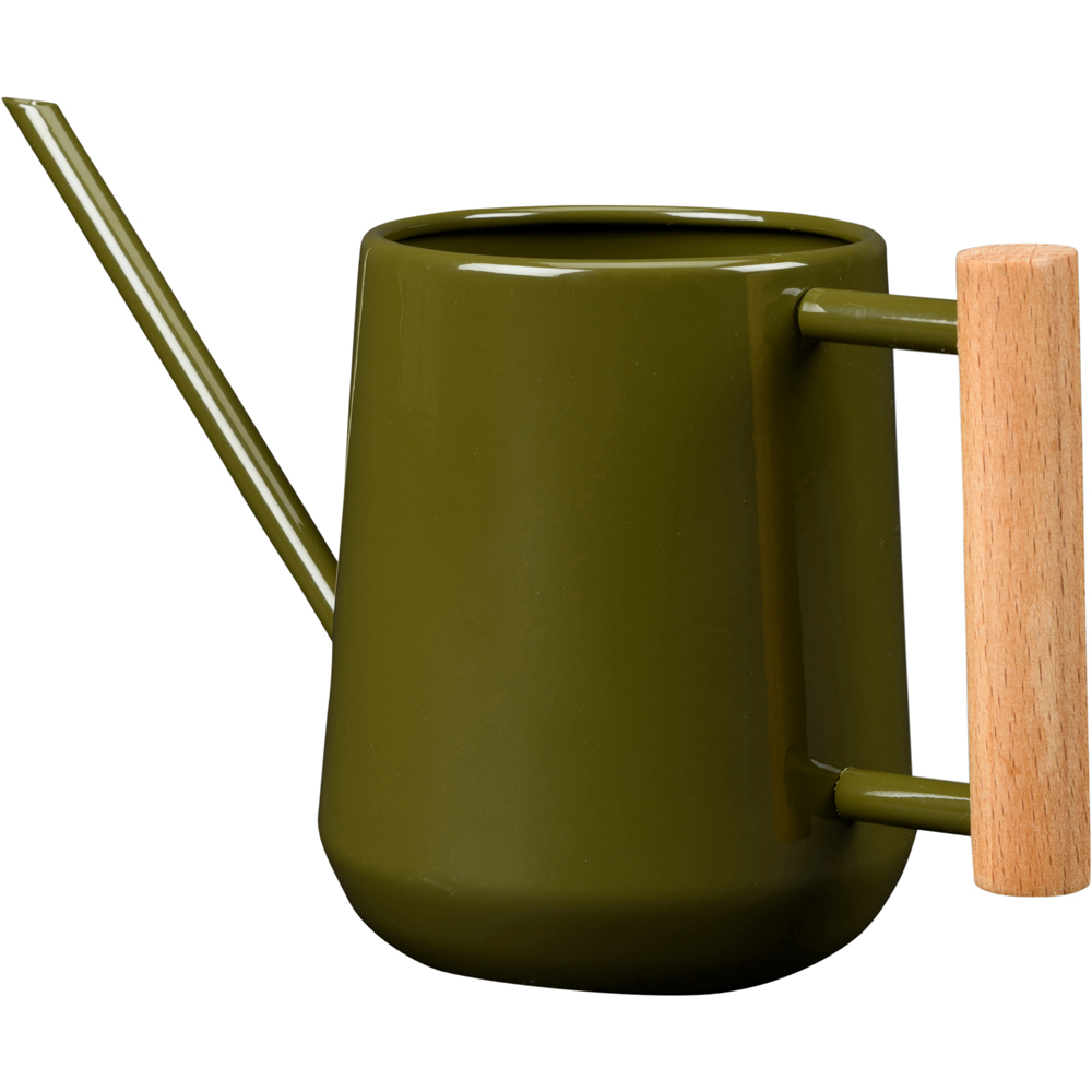 Burgon & Ball Olive Steel Indoor Watering Can with Beech Wood Handle 700ml Image 3