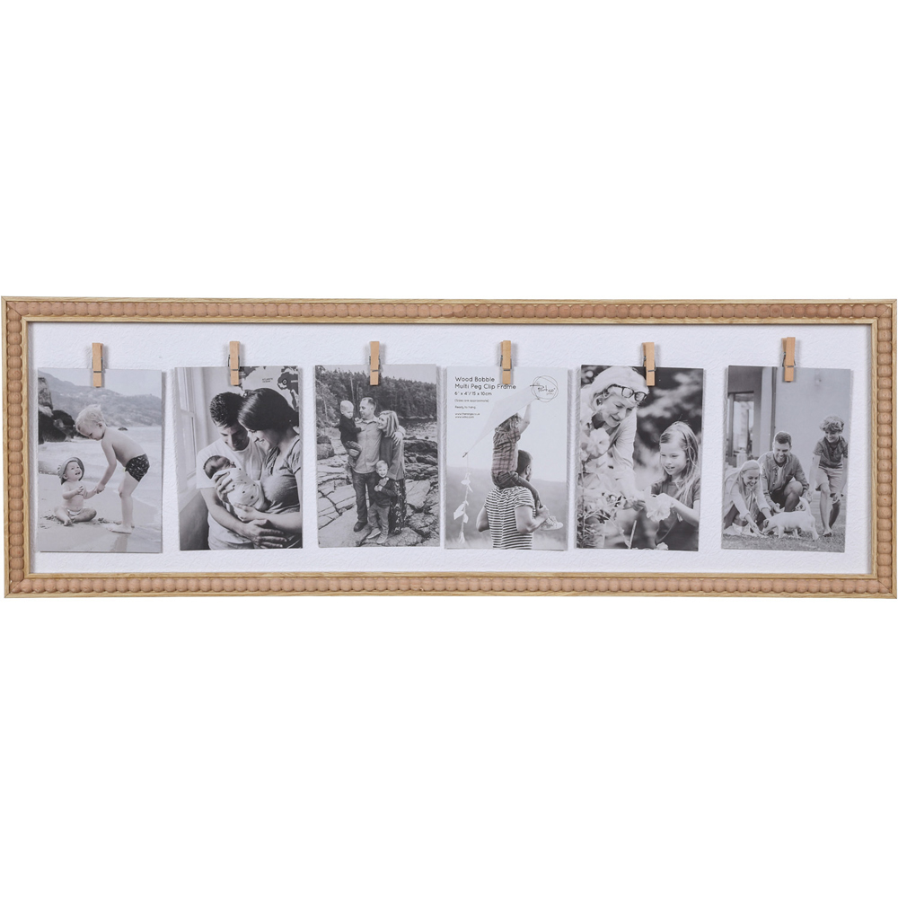 Wood Bobble Multi Peg Clip Photo Frame Image 2