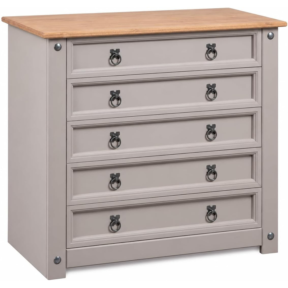 Mews Corona Grey and Oak 5 Drawer Chest of Drawers Image 4