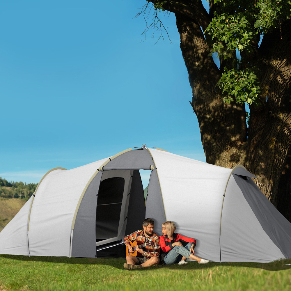 Outsunny 4-6 Person Waterproof Camping Tent White and Grey Image 2