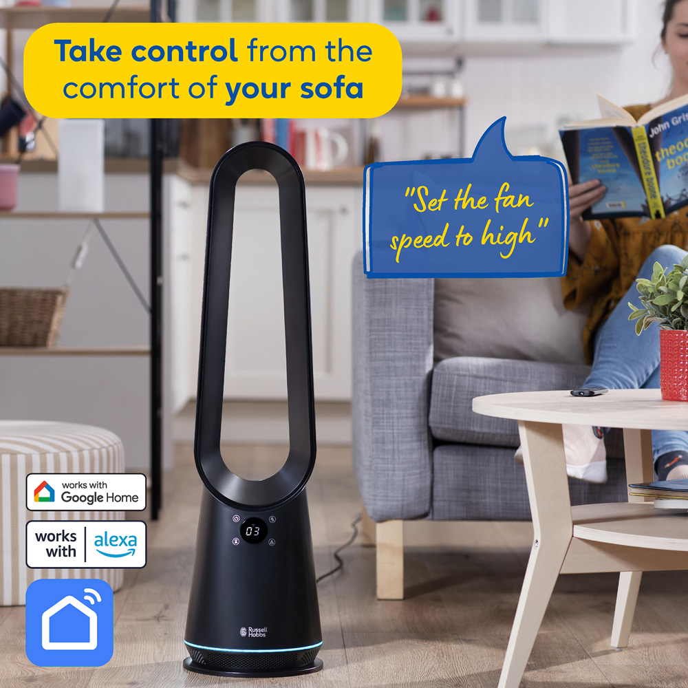 Russell Hobbs Black Smart Bladeless Cooling Fan with Remote Image 4