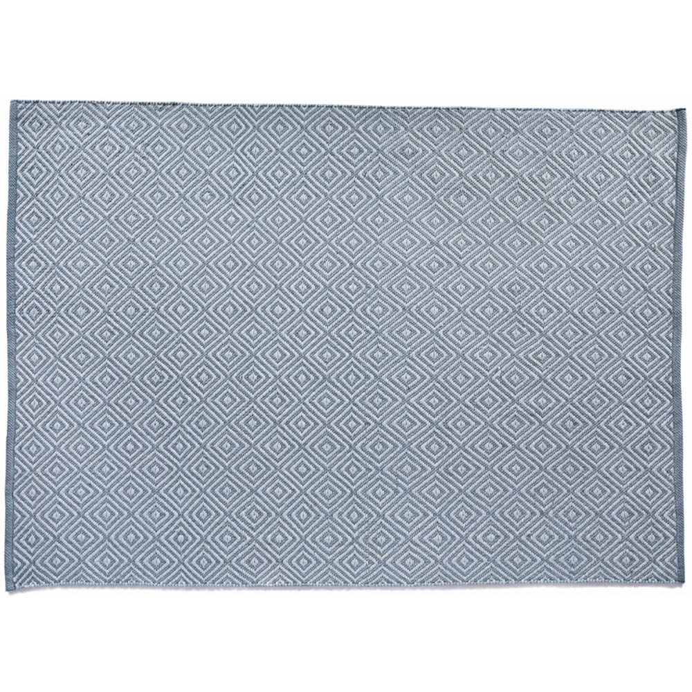 Hug Rug Denim Blue Woven Diamond Rug 80 x 150cm Image 1
