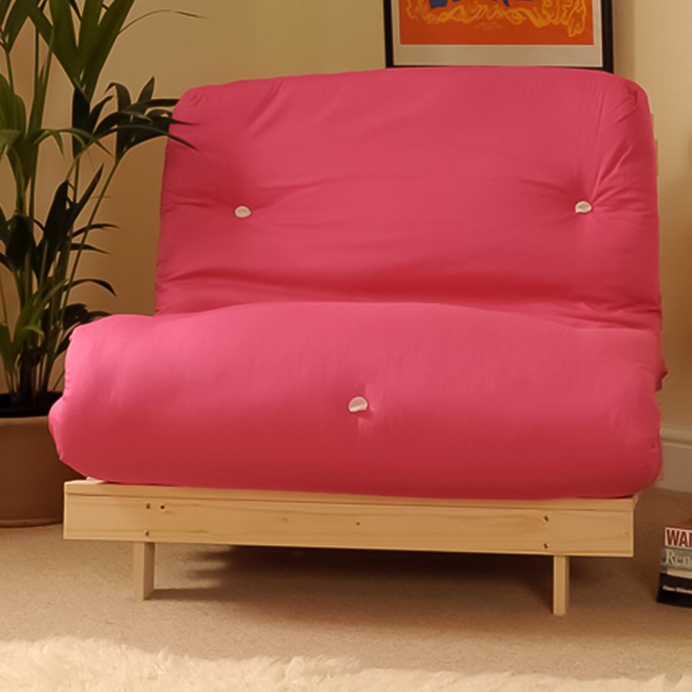 Brooklyn Single Sleeper Pink Futon Base and Mattress Image 1