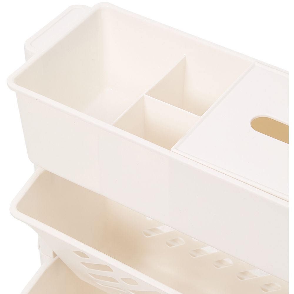 Living and Home Beige Rolling Storage Cart with Castors Image 3