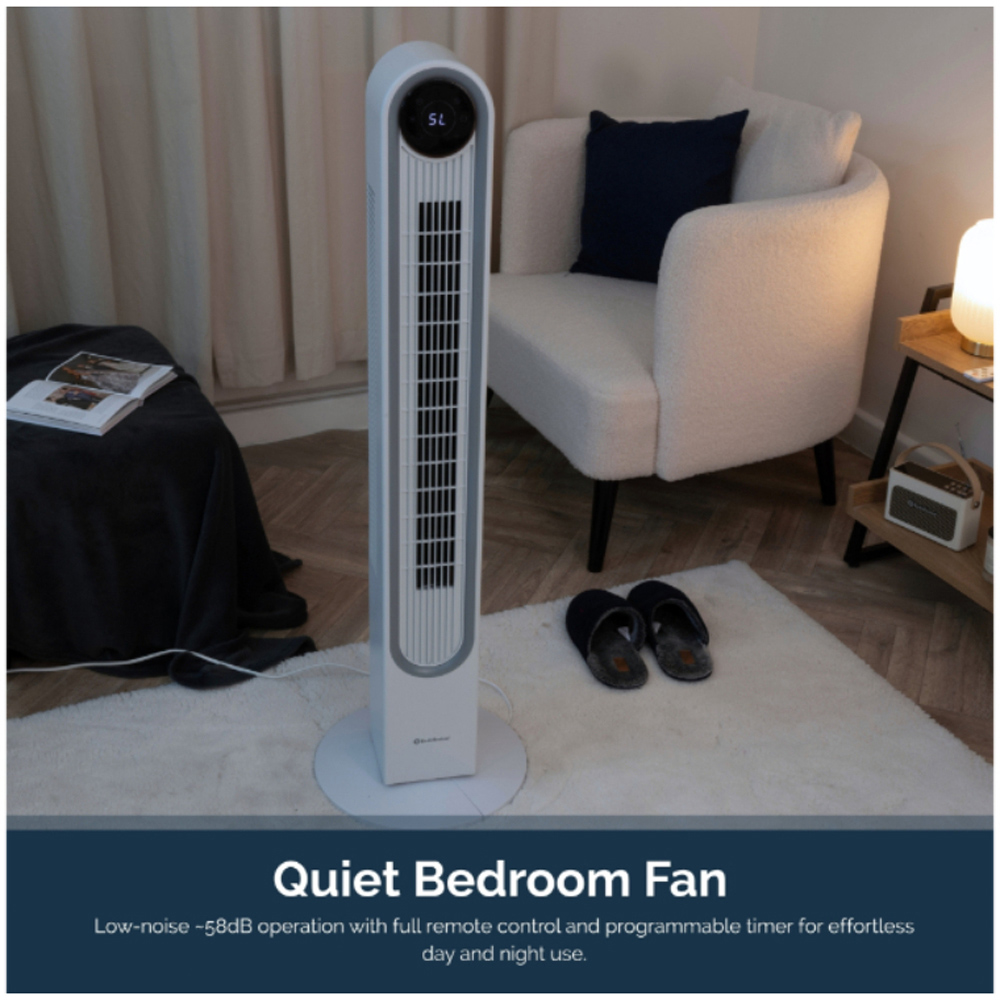 Rediffusion Halo White Quiet Cooling Digital Tower Fan with Warm White Halo Light 42 inch Image 4