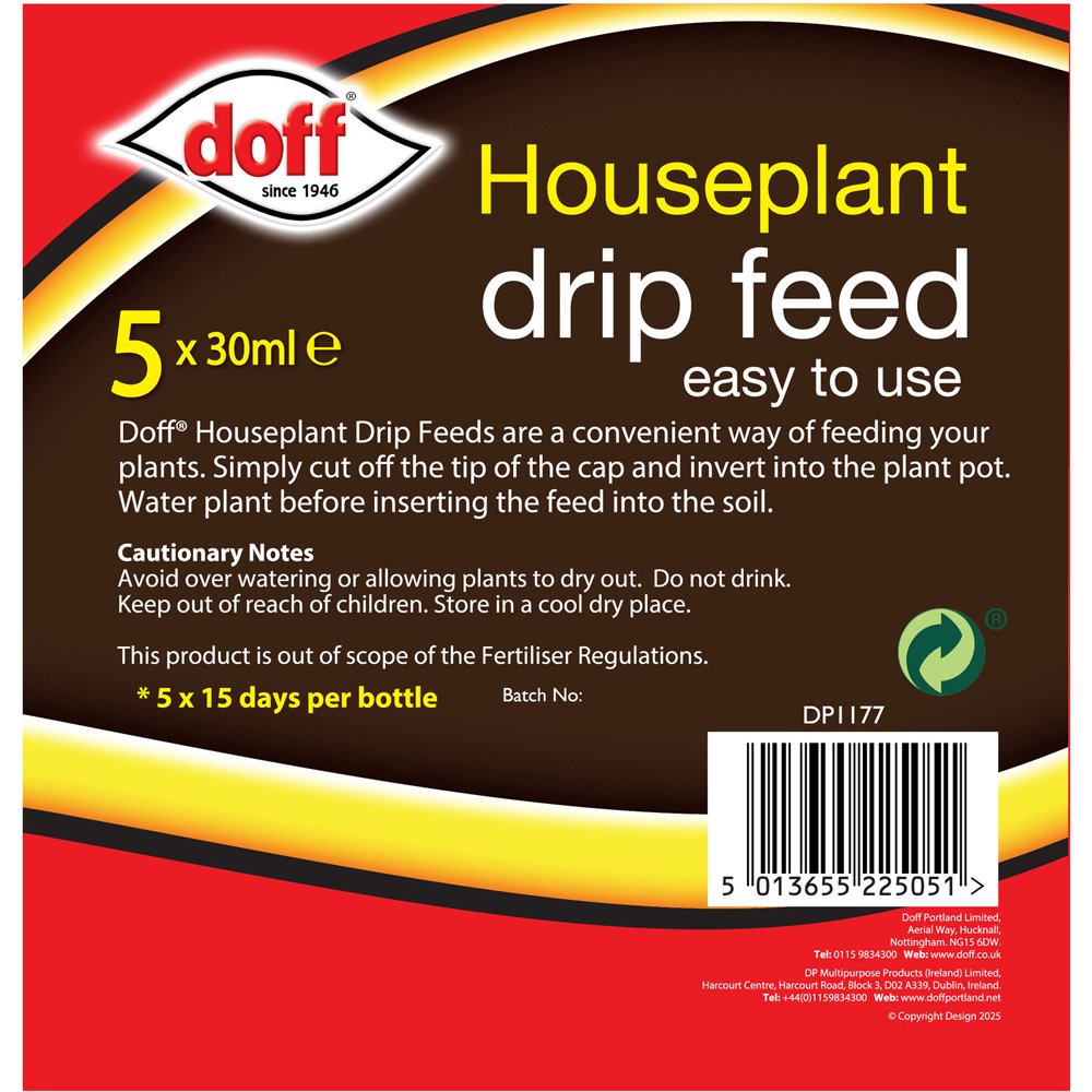 Pack of 5 Doff Houseplant Drip Feeders Image 3