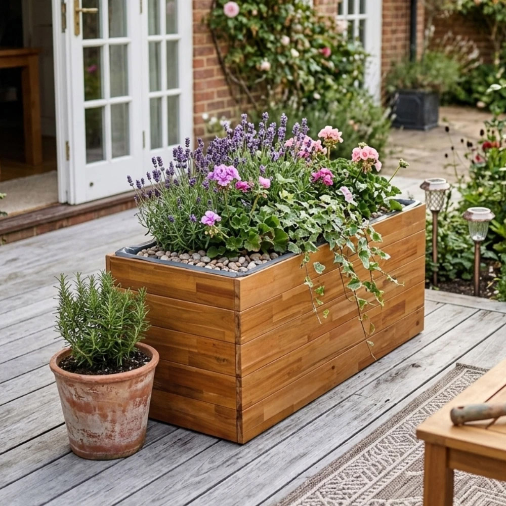 Thompson & Morgan Acacia Large Rectangular Planter 98 x 45.5 x 42.5cm Image 5