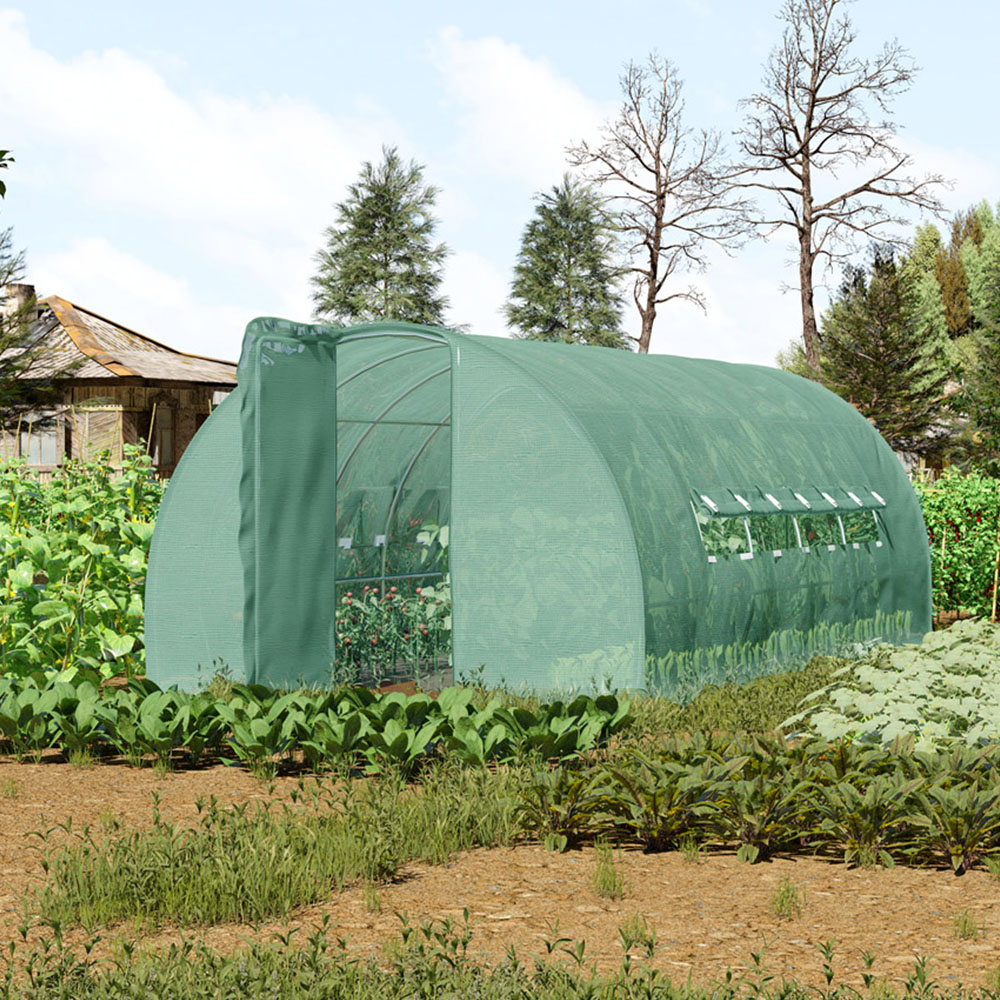 Outsunny Green Steel 10 x 20ft Walk In Polytunnel Greenhouse Image 2